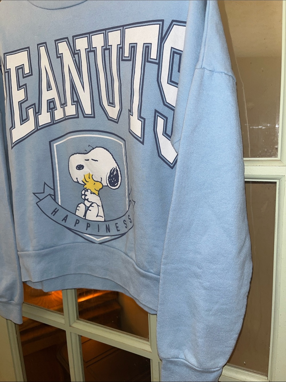 Peanuts Light Blue Crewneck Sweatshirt with Snoopy Graphic - Picture 6 of 10